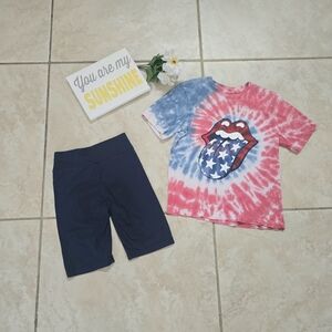 the Rolling Stones Pink & White Tie-Dye Logo Tee